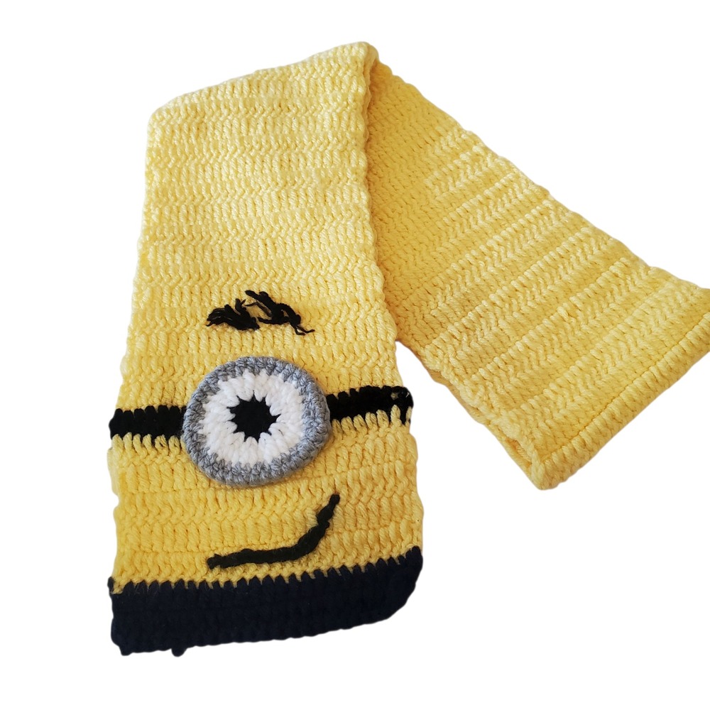 Handmade Crochet Minion Scarf 61" Yellow Despicable Me Adult Kids Fun Cartoon